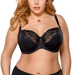 Gorsenia K378 Victoria Soft BH Dame Maxi Stickerei Regulierbar Setteil EU, Schwarz,95F von Gorsenia