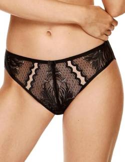 Gorteks Astrid-F Höschen, Damen Panty Spitzenhöschen, Baumwollschritt, Weiche und Bequem Slip Komfort – 42, Schwarz von Gorteks