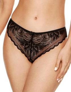 Gorteks Astrid-S Tanga, Tanga-Unterwäsche, Spitzen-Tanga, Baumwoll-Schritt, Komfort String für Frauen, Sexy, Tangaslip, Lace Panties Brazilian String Gemütlich – 40, Schwarz von Gorteks