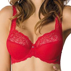Gorteks - Scarlet/B3 - halb gepolsterter BH, eleganter und sexy Spitzen-BH. Bequeme Unterwäsche für Frauen. Gesunde und schöne Brüste. Schönheit und Mode (Rot, 80E) von Gorteks