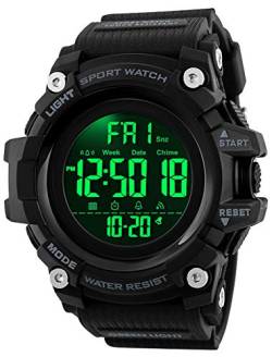 Gosasa Digitale Armbanduhr für Herren, großes Zifferblatt, S-Schock, Militär, Armee, wasserdicht, LED-Sportuhren (A Schwarz) von Gosasa