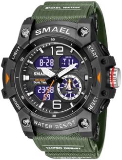 Gosasa Herren Uhren Multi Funktion Militär S-Shock Sportuhr LED Digital Wasserdicht Alarm Uhren, 8007_Army Green, Sport von Gosasa