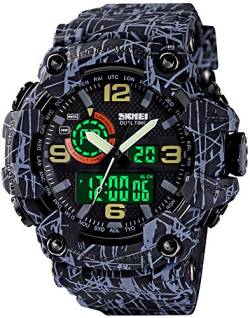 Gosasa Herren Uhren Multi Funktion Militär S-Shock Sportuhr LED Digital Wasserdicht Alarm Uhren…, A_1520_Black&Grey, Big, Sport von Gosasa