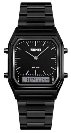 Unisex Armbanduhr Wasserdicht Militär Analog Digital Uhren mit LED Multi Time Chronograph Edelstahl Business Uhren für Herren Medium Full Black von Gosasa
