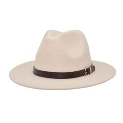 Gossifan Herren & Damen Panama Hut Klassische breite Krempe Fedora Hut mit Gürtelschnalle, beige, Medium von Gossifan