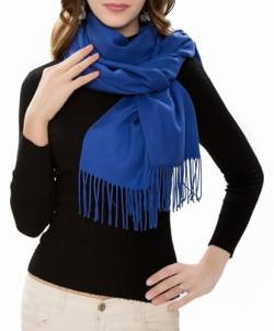 Damen Stola Schultertuch Klassische Fransen Schals Warm Große Weiche Cape Modische Herbst Poncho Pashmina Schal(Blau) von Gosunny