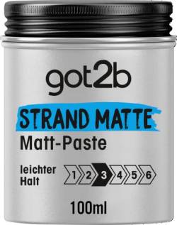 got2b Strand Matte Matt-Paste (100 ml), Styling Paste für matte Surfer Looks, zum Strubbeln, Texturieren oder Zähmen ohne Verkleben, leichter Halt von Got2B