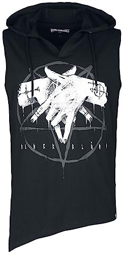 Black Blood by Gothicana Herren Top mit Print, Kapuze und asymmetrischem Saum schwarz L von Gothicana by EMP