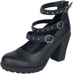 Gothicana by EMP Damen Schwarze High Heels mit Riemen und Nieten EU38 von Gothicana by EMP