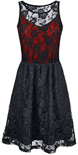 Gothicana by EMP Damen mittellanges schwarz-rotes Spitzenkleid 3XL von Gothicana by EMP