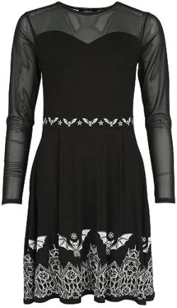 Gothicana by EMP Damen schwarzes kurzes Kleid mit Fledermaus-Print und Mesh-Einsatz S von Gothicana by EMP