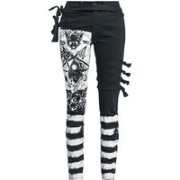 Gothicana by EMP - Gothic Jeans - Skarlett - Jeans mit Prints und dekorativen Bändern - W27L30 bis W31L34 - für Damen - Größe W30L32 - schwarz/weiß von Gothicana by EMP