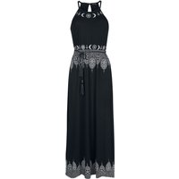 Gothicana by EMP - Gothic Kleid lang - Schwarzes Maxikleid mit Prints und schmalem Bindegürtel - S bis 5XL - für Damen - Größe 5XL - schwarz von Gothicana by EMP