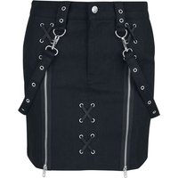 Gothicana by EMP - Gothic Kurzer Rock - Skirt with Eyelets and Straps - S bis XL - für Damen - Größe S - schwarz von Gothicana by EMP