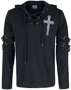 Gothicana by EMP Herren Schwarzes Langarmshirt mit Print und Schnürung M von Gothicana by EMP