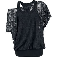 Gothicana by EMP T-Shirt - 2 in 1 Spitzen Shirt - S bis 3XL - für Damen - Größe L - schwarz von Gothicana by EMP