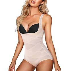 Gotoly Damen-Bodysuit, Taillentrainer, Ganzkörperformer, Bauchkontrolle, Shapewear mit offener Brust, Korsett, beige, 46 von Gotoly