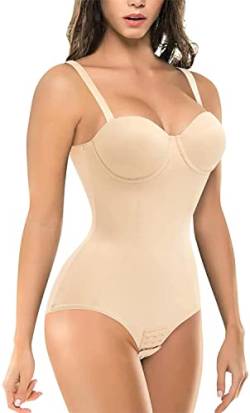 Gotoly Damen Bodysuit Shapewear Bauchkontrolle Jumpsuits Tops Ärmellos Camisole Body Shaper mit integriertem BH, beige, 42 von Gotoly