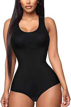 Gotoly Damen Figurformend Bodys Shapewear Tank Tops Taillenformer Bauchweg Bodyshaper Nahtlos Miederbody Stark Body Shaping Bodysuit (Schwarz, X-Large) von Gotoly