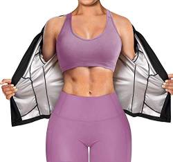 Gotoly Damen Saunaanzüge Fitness Lange Ärmel Sauna Shirt Abnehmen Workout Schwitzeffekt Schwitzjacke Bauchweg Thermo Body Shaper (M, Schwarz) von Gotoly