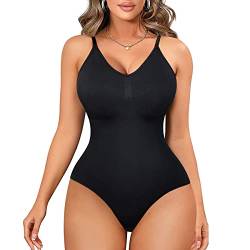 Gotoly Damen Shapewear Bodysuit Bauchweg Stark Formend Miederbody Shaping Body Shaper Tanga Taillenformer Formende Bodys (Schwarz, 3XL-4XL) von Gotoly