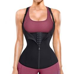 Gotoly Damen Unterbrust Korsett Figurformend Waist Trainer Bauchweg Tank-Top Shaping Taillenformer Verstellbar Oberteil Shapewear mit Haken (L, Schwarz) von Gotoly