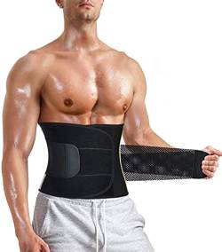 Gotoly Herren Bauchweggürtel Fitnessgürtel Body Shaper Abnehmen Schwitzgürtel Fettverbrennung Taillenmieder Verstellbarer Neopren Sauna Gürtel Gewichthebergürtel Rückenbandage (Schwarz mit Band, XL) von Gotoly