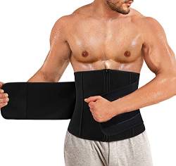 Gotoly Herren Gewichtsverlust Gürtel Fettverbrennung Bauchweggürtel Sport Fitnessgürtel Body Shaper Abnehmen Schwitzgürtel Verstellbarer Neopren Sauna Taille Trimmer Mit Klettverschluss (Schwarz, 3XL) von Gotoly