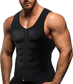 Gotoly Herren Sauna Effekt Anzug Abnehmen Weste Fitness Workout Tank Top Taillenformer Bauchweg Shirt Schweiß Thermo Shaper (S, Schwarz) von Gotoly