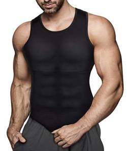 Gotoly Herren Unterhemden Shapewear Workout Tank Tops Kompressionsshirt Muskelshirt Abnehmen Body Shaper Abs Bauch Weg Shirt Unterhemd Feinripp (2XL, Schwarz) von Gotoly