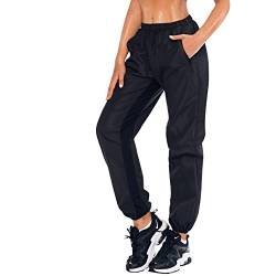 Gotoly Sauna Hose Damen Abnehmen Jogginghose Sporthose Hohe Taille Trainingshose Lang Schwitzhose mit Tasche Schnelltrocknend Sweathose Bauchkontrolle Oberschenkel Shaper für Laufen, Training, Gym von Gotoly