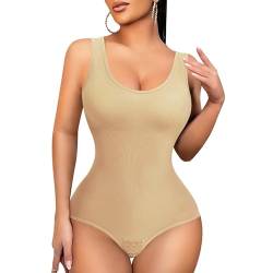 Gotoly Shapewear Bodysuit Damen Miederbody Stark Formend Body Shaper Bauchweg Figurformender Nahtlose Formende Bodys (Beige, XL-XXL) von Gotoly