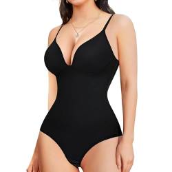 Gotoly Shapewear Damen Body Bauchweg Stark Formend Body Shaper Mit Eingebautem BH Shaping Body Thong Sculpting Korsett Bauchweg Formende Bodys Miederbody Bodyformer Fajas Colombianas (Schwarz, M) von Gotoly