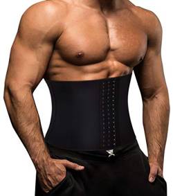 Gotoly Taille Trainer Fitness Gürtel Sauna Bauch Weg Herren Body Shaper Gewichtsverlust Korsett Fettverbrennung Taillenmieder Neoprene Schweiß Rückenbandage, XXL, Schwarz von Gotoly