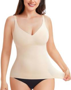 Gotoly Unterhemden Damen Bauchweg Hemd Formende Oberteile Nahtlose Tank Tops Shapewear Damen Top Figurformende Hemd Shaping Unterwäsche Bauch Weg Body Shaper (Beige, XXL) von Gotoly