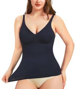 Gotoly Unterhemden Damen Bauchweg Hemd Formende Oberteile Nahtlose Tank Tops Shapewear Damen Top Figurformende Hemd Shaping Unterwäsche Bauch Weg Body Shaper (Schwarz, 3XL) von Gotoly