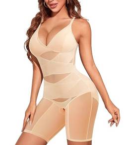 Gotoly shapewear damen Body Bauchweg Bodysuit Stark Formend Body Shaper Mit Eingebauter BH Figurenformend Formbody Miederbody Stark Taillenmieder Shaping Body Damen (L, Beige) von Gotoly