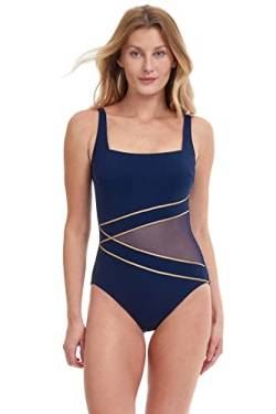 Gottex Damen Onyx, quadratischer Hals, einteilig Badeanzug, Navy/Gold, 42 von Gottex