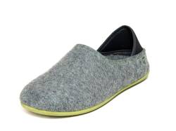 Gottstein Filzhausschuh Wool Slip-On für Damen & Herren - Hausschuh mit weichem Fersenriemen - Filzhausschuh mit Gummi-Sohle Grey/Green | 36 von Gottstein