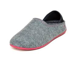 Gottstein Filzhausschuh Wool Slip-On für Damen & Herren - Hausschuh mit weichem Fersenriemen - Filzhausschuh mit Gummi-Sohle Grey/Raspberry | 36 von Gottstein