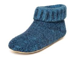 Gottstein Hüttenschuh Knit Boot - Filz-Hausschuh für Damen & Herren | Aus Reiner Schurwolle - hochwertige Sohle aus Rindsleder - geschlossene Sockenschuhe Blue | 37 von Gottstein