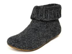 Gottstein Hüttenschuh Knit Boot - Filz-Hausschuh für Damen & Herren | Aus Reiner Schurwolle - hochwertige Sohle aus Rindsleder - geschlossene Sockenschuhe Charcoal | 36 von Gottstein