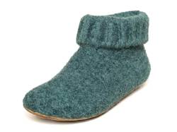 Gottstein Hüttenschuh Knit Boot - Filz-Hausschuh für Damen & Herren | Aus Reiner Schurwolle - hochwertige Sohle aus Rindsleder - geschlossene Sockenschuhe Oceangreen | 36 von Gottstein