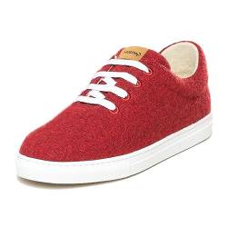 Gottstein Wool Walker 101 - Woll Sneaker für Damen & Herren | stylische Sneaker aus feinster Wolle - Obermaterial 100% Schurwolle - Gummisohle Red, 39 | Woll-Sneaker von Gottstein