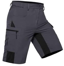 Gouxry Kurze-Hosen-Herren-Shorts-Herren, Sporthose Herren Kurz Schnelltrocknend Bermuda Cargo Chino Shorts Wanderhose Herren Kurz Wandershorts MTB Hose Arbeitshosen Männer Kurz(S, Neu Grau) von Gouxry