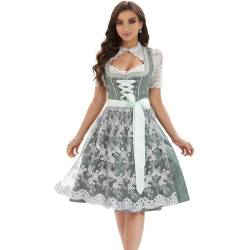 Goxozzy Dirndl Damen,Dirndl für Damen,Frauen Dirndel Oktoberfest Kostüme Traditionelles Deutsches Kleid 60cm German Dress (Grün, 40) von Goxozzy