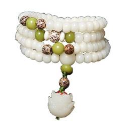 Chakra-Armbänder, natürliche Kristall-Armbänder, Schutzarmband, natürliche weiße Bodhi-Wurzel-Perlen-Armband, 108 Lotus-Gebetsarmband, Damen-Armband, Geschenk von GraSky