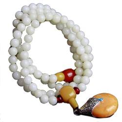GraSky Chakra-Armbänder, natürliche Kristall-Armbänder, Schutzarmband, Tibet-Buddhismus-Armband, 108 weiße Bodhi-Gebetsperlen-Anhänger, Armband-Halskette von GraSky
