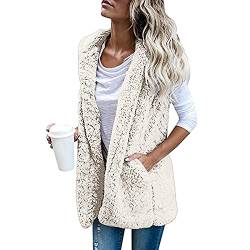 Graceyo Damen Fleeceweste Plüschweste Kunstfell Teddy Fleece Weste Outwear Herbst Winter Outdoor Warm Daunenweste Steppweste Bequem Ärmellos Cardigan Jacke Longweste Westen Tank Tops von Graceyo