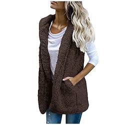 Graceyo Damen Fleeceweste Plüschweste Kunstfell Teddy Fleece Weste Outwear Herbst Winter Outdoor Warm Daunenweste Steppweste Bequem Ärmellos Cardigan Jacke Longweste Westen Tank Tops von Graceyo